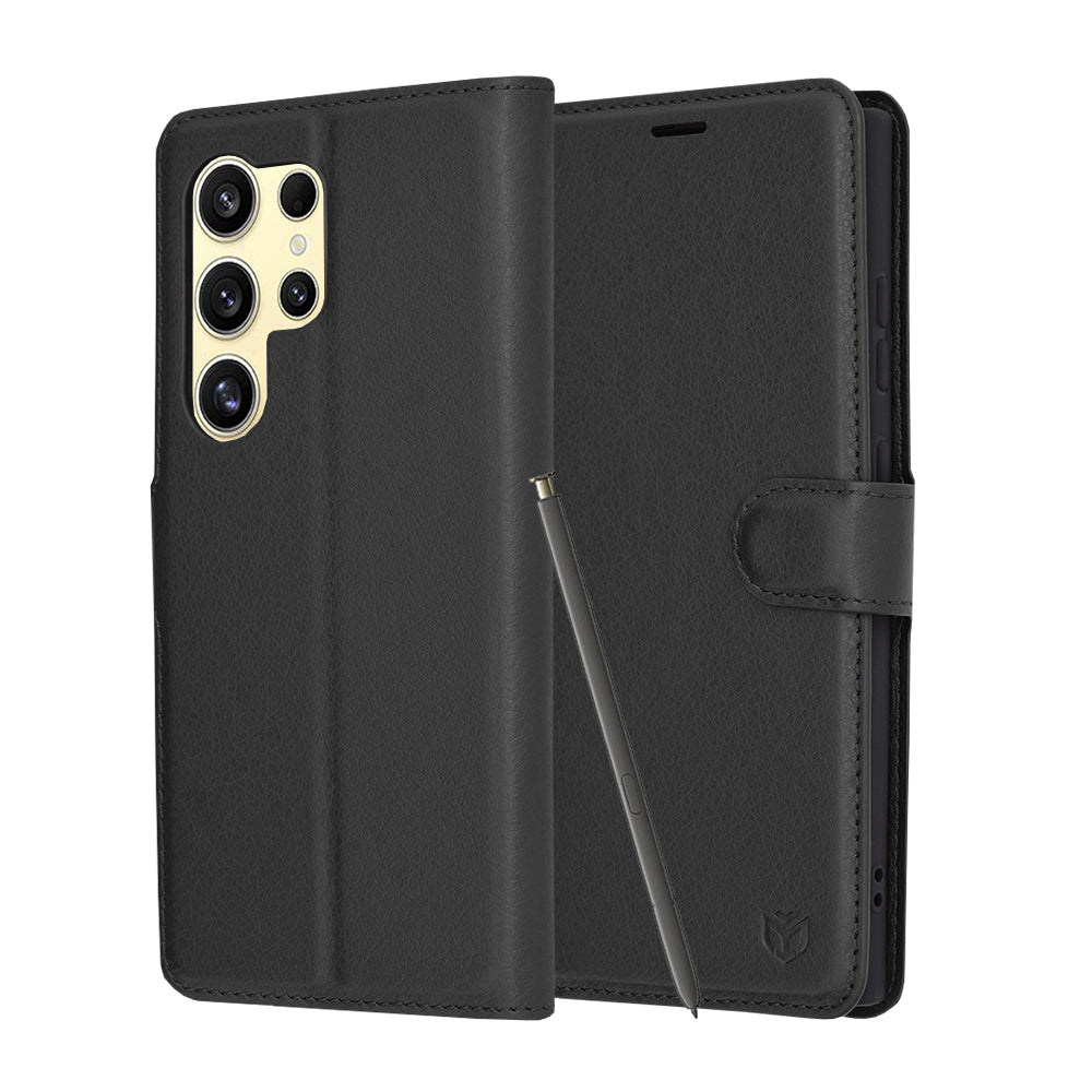 Techsuit Custodia per Samsung Galaxy S24 Ultra S928, Techsuit, Leather Folio, Nera
