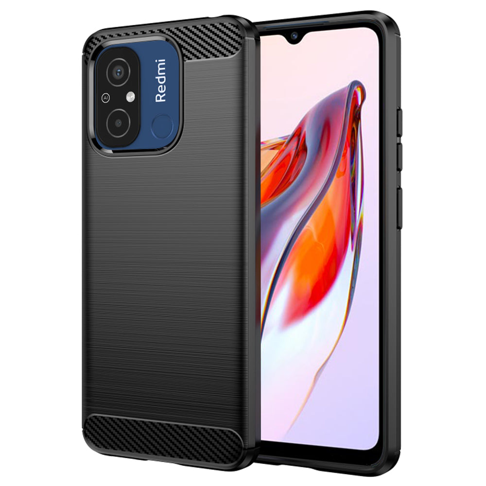 Custodia per Xiaomi Redmi 12C, Techsuit, Carbonio, Nera