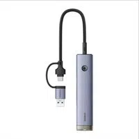 Hub USB / USB-C Baseus UltraJoy, 3 x USB-A 3.0 - 1 x USB-C - 1 x RJ45, Grigio B0005280B811-14 — 3