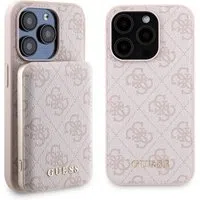Custodia MagSafe per Apple iPhone 15 Pro, Guess, Powerbank 4G Metal Logo, Rosa — 3