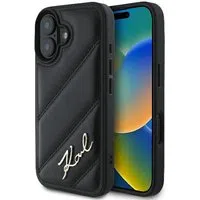 Custodia per Apple iPhone 16 Plus, Karl Lagerfeld, Diagonal Quilted Script, Nera — 3