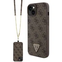 Custodia per Apple iPhone 15 Plus, Guess, Crossbody 4G Metal Logo, Marrone — 3