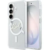 Custodia MagSafe per Samsung Galaxy S26 S942, Karl Lagerfeld, IML Choupette Karl Script Logo, Bianca — 3