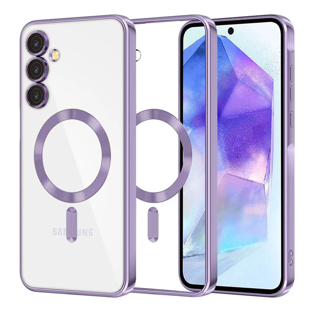 Custodia MagSafe per Samsung Galaxy A55 5G A556, Techsuit, Luxury Crystal, Viola Chiaro — 2