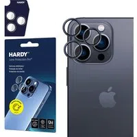 Pellicola protettiva per fotocamera posteriore 3MK Hardy Protection Pro per Apple iPhone 16 Pro Max / 16 Pro, Vetro temperato, Nero — 3