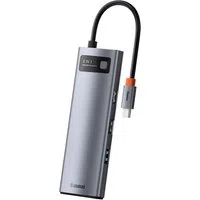 Hub USB-C Baseus, 3 x USB-A 3.0 - 1 x USB-C - 1 x HDMI - 1 x RJ45 - 1 x SD - 1 x microSD, Grigio CAHUB-CV0G — 3