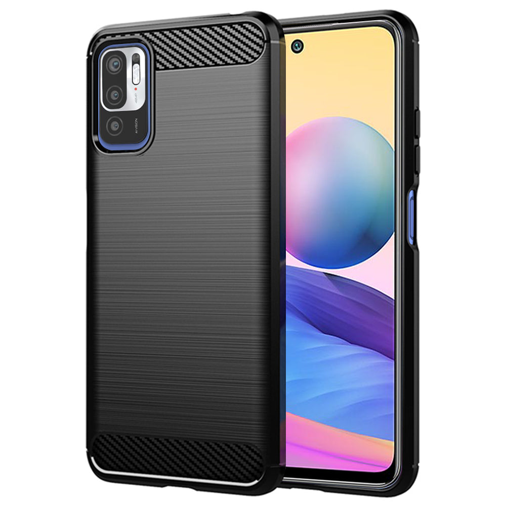Custodia per Xiaomi Poco M3 Pro 5G / Redmi Note 10 5G, Techsuit, Carbonio, Nera