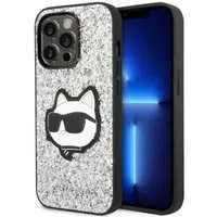Custodia per Apple iPhone 14 Pro, Karl Lagerfeld, Glitter Choupette Patch, Argento — 3