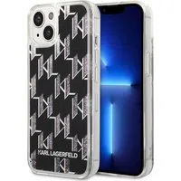 Custodia per Apple iPhone 14, Karl Lagerfeld, Liquid Glitter Monogram, Nera — 3