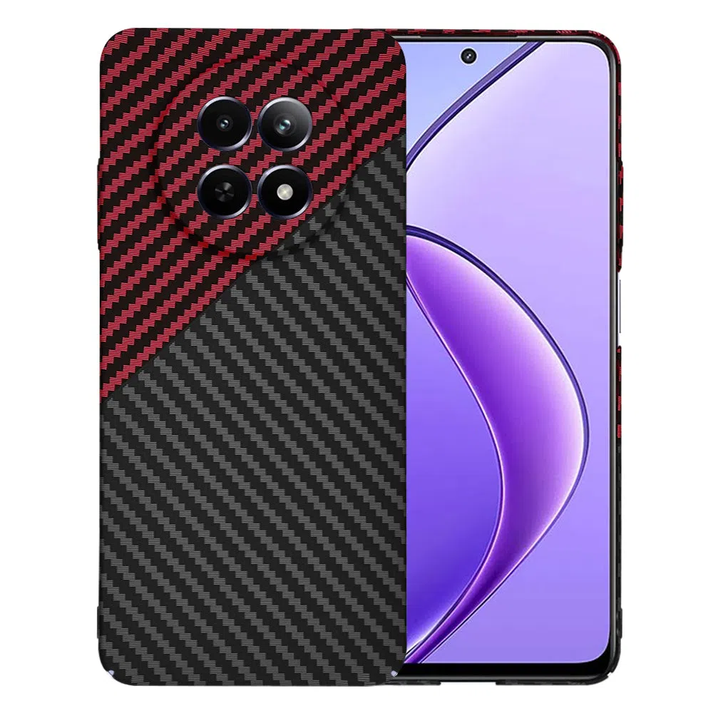 Custodia per Realme 12x / 12, Techsuit, Carbonite FiberShell, Nero Rosso — 2