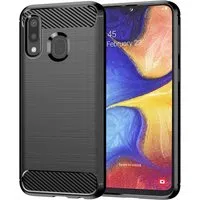 Custodia per Samsung Galaxy A20e A202, Techsuit, Carbonio, Nera — 3