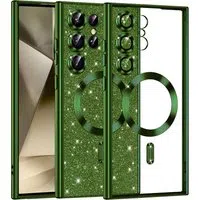 Custodia MagSafe per Samsung Galaxy S24 Ultra S928, Techsuit, Luxury Glitter, Verde Scuro — 3