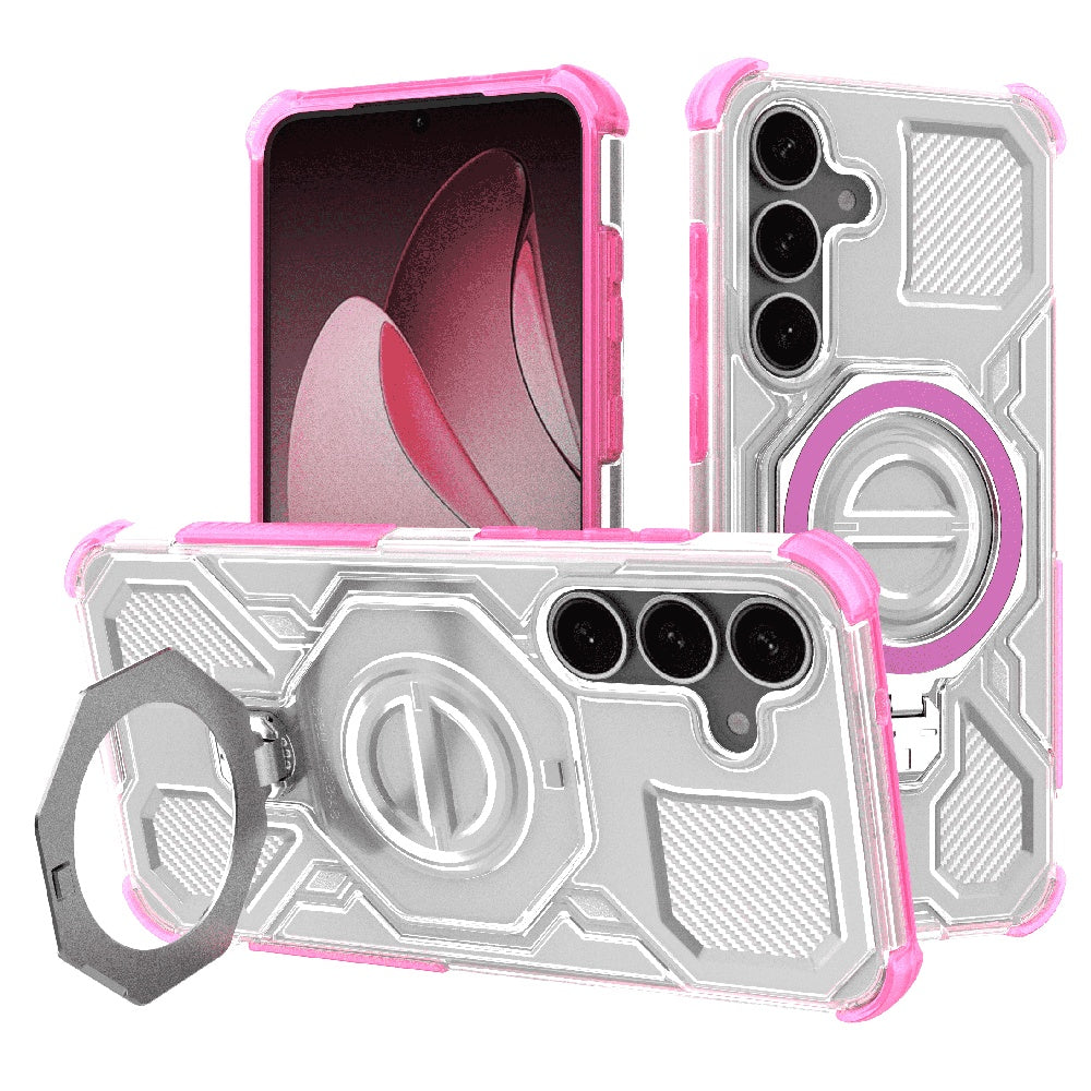 Techsuit Custodia per Samsung Galaxy S25 S931, Techsuit, Carbon Shield Pro, Rosa