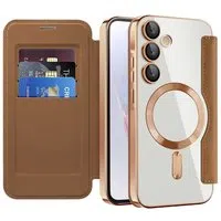 Custodia MagSafe per Samsung Galaxy A35 5G A356, Techsuit, SmartMag Book, Marrone — 3