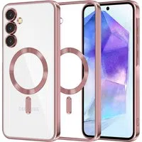 Custodia MagSafe per Samsung Galaxy A55 5G A556, Techsuit, Luxury Crystal, Rosa