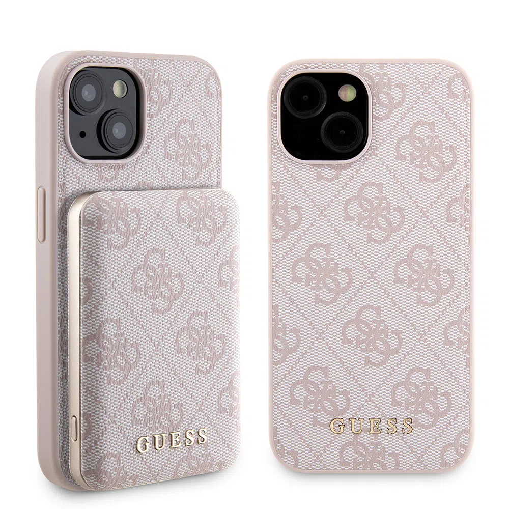Custodia MagSafe per Apple iPhone 15, Guess, Powerbank 4G Metal Logo, Rosa — 2