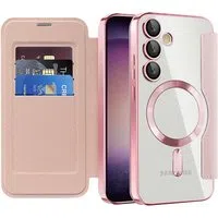 Custodia MagSafe per Samsung Galaxy S23 S911, Techsuit, SmartMag Book, Rosa — 3