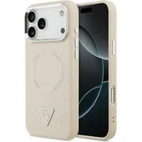 Custodia MagSafe per Apple iPhone 17 Pro Max, Guess, Logo Triangolo, Beige Argentato — 3