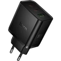 Caricabatterie da Rete HOCO N75, 65W, 3A, 1 x USB-A - 2 x USB-C, Nero — 3