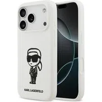 Custodia per Apple iPhone 17 Pro, Karl Lagerfeld, Sketch and Logo Karl, Bianca — 3
