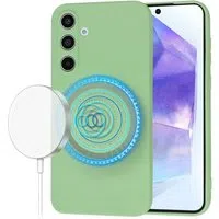 Custodia MagSafe per Samsung Galaxy A55 5G A556, Techsuit, SoftFlex, Verde Chiaro — 3