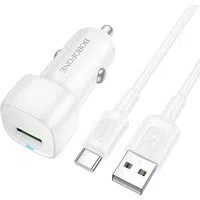 Caricabatterie Auto con Cavo USB-C Borofone BZ34 Cloud, 18W, 3A, 1 x USB-A, Bianco — 3
