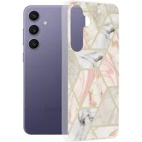 Custodia per Samsung Galaxy S24+ S926, Techsuit, Marble, Rosa — 3