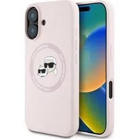 Custodia MagSafe per Apple iPhone 16, Karl Lagerfeld, Silicone Karl & Choupette's Heads, Rosa — 3