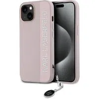 Custodia per Apple iPhone 15, Karl Lagerfeld, Saffiano Rhinestones & Charm, Rosa — 3