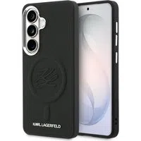 Custodia MagSafe per Samsung Galaxy S26 S942, Karl Lagerfeld, Initial Logo Debossed, Nera — 3