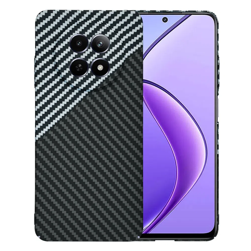 Custodia per Realme 12x / 12, Techsuit, Carbonite FiberShell, Nero Grigio — 2
