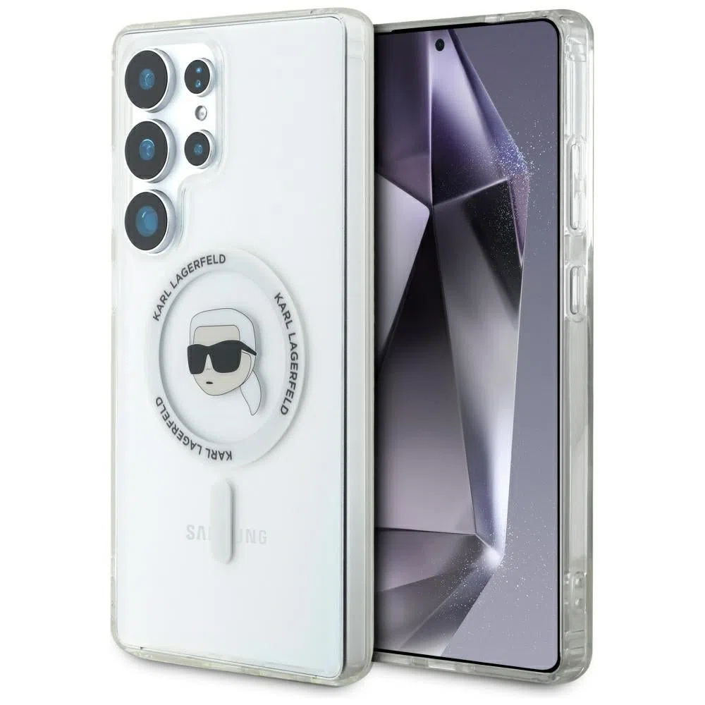 Custodia MagSafe per Samsung Galaxy S25 Ultra S938, Karl Lagerfeld, IML Karl's Head, Bianca — 2