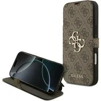 Custodia per Apple iPhone 17 Pro, Guess, Logo Metallico 4G, Marrone — 3