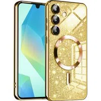 Custodia MagSafe per Samsung Galaxy A16 5G A166 / A16 4G A165, Techsuit, Luxury Glitter, Dorata — 3