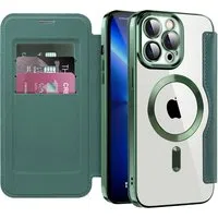 Custodia MagSafe per Apple iPhone 13 Pro Max, Techsuit, SmartMag Book, Verde — 3