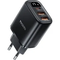 Caricabatterie Rete Yesido YC67 Display, 17W, 2.4A, 1 x USB-C - 2 x USB-A, Nero — 3