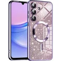 Custodia MagSafe per Samsung Galaxy A15 5G A156 / A15 A155, Techsuit, Luxury Glitter, Viola Chiaro — 3