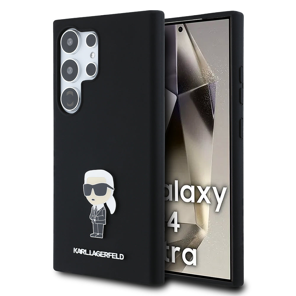Karl Lagerfeld Custodia per Samsung Galaxy S24 Ultra S928, Karl Lagerfeld, Silicone Ikonik Karl, Nera
