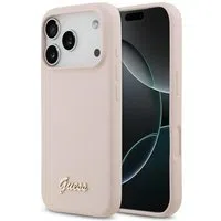 Custodia MagSafe per Apple iPhone 17 Pro, Guess, Script Metal Logo, Rosa Chiaro — 3