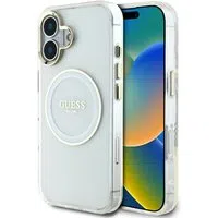 Custodia MagSafe per Apple iPhone 16, Guess, IML Metal Colored Circle, Bianca — 3