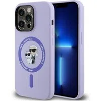 Custodia MagSafe per Apple iPhone 14 Pro, Karl Lagerfeld, Silicone Ring Karl & Choupette, Viola — 3