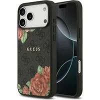 Custodia MagSafe per Apple iPhone 17 Pro Max, Guess, Stampa Fiori 4G, Nera — 3