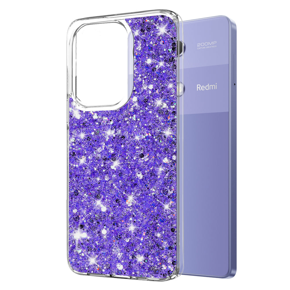 Custodia per Xiaomi Redmi Note 13 Pro 4G / Poco M6 Pro 4G, Techsuit, Sparkly Glitter, Viola