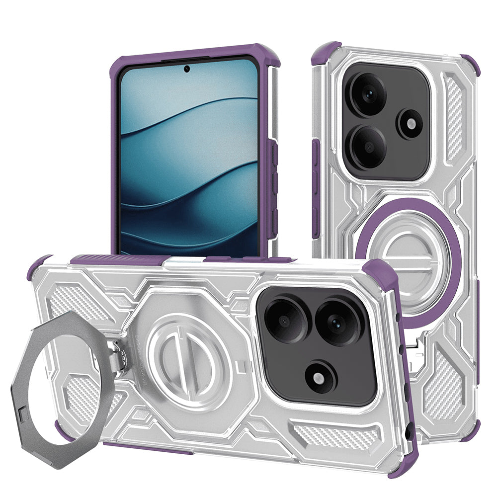 Custodia per Xiaomi Redmi Note 14 5G, Techsuit, Carbon Shield Pro, Viola
