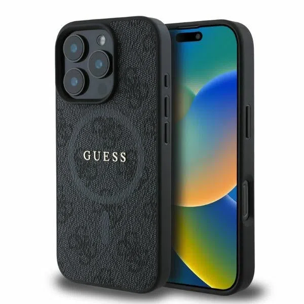 Custodia MagSafe per Apple iPhone 16 Pro Max, Guess, 4G Ring Classic Logo, Nera — 2