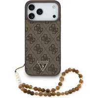 Custodia MagSafe per Apple iPhone 17 Pro Max, Guess, 4G Triangle Logo Cord Strap, Marrone — 3