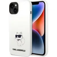 Custodia per Apple iPhone 14 Plus, Karl Lagerfeld, Silicone Choupette, Bianca — 3