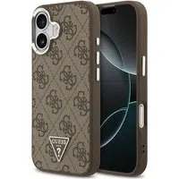 Custodia MagSafe per Apple iPhone 17, Guess, Logo Triangolo 4G, Marrone Argentato — 3