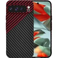 Custodia per Google Pixel 9 Pro XL, Techsuit, Carbonite FiberShell, Nero Rosso — 3