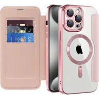 Custodia MagSafe per Apple iPhone 15 Pro Max, Techsuit, SmartMag Book, Rosa — 3